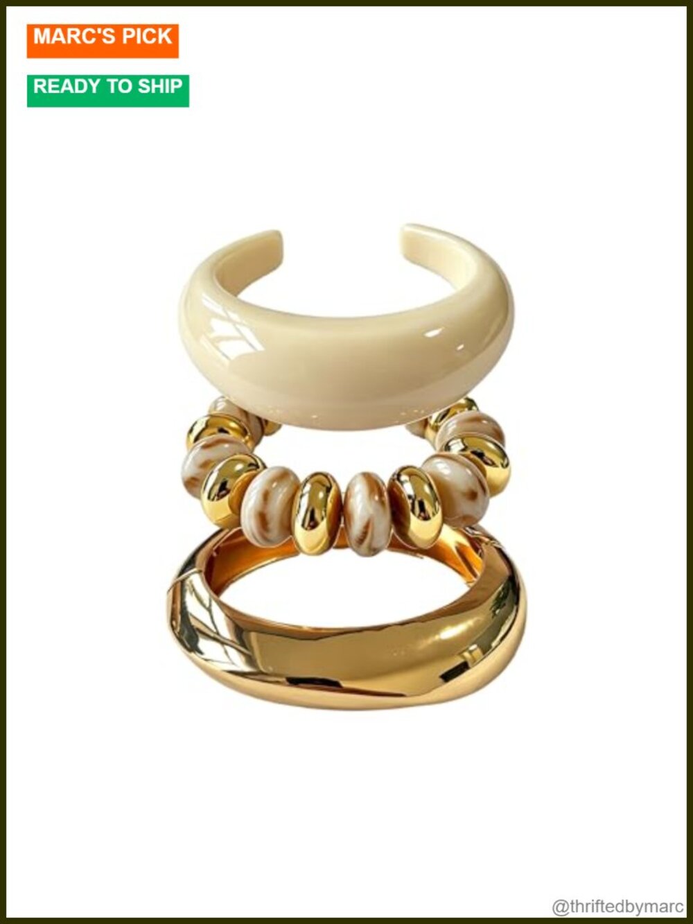 Chunky Gold Acrylic Bangle Bracelets for Women 14K Gold Plated Stackable Cuff
